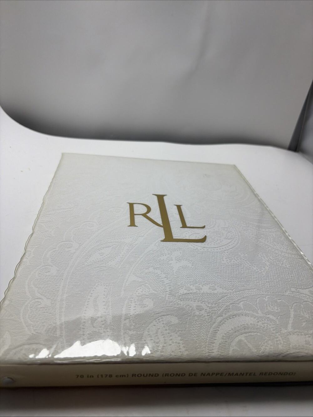 Ralph Lauren RL Damask Cream Tablecloth Paisly 70" Round New